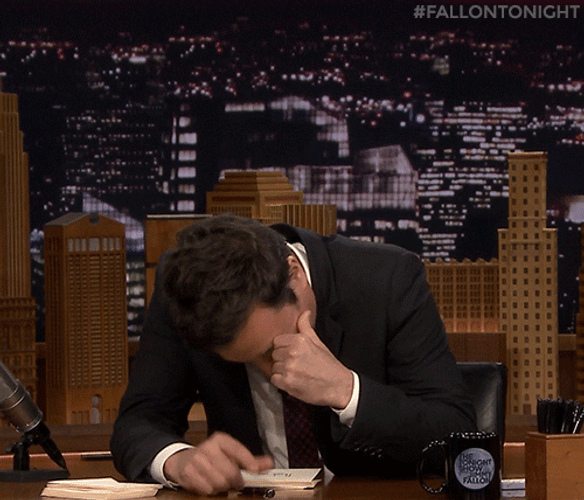 Jimmy Fallon Hide Face Laughing Hysterically GIF