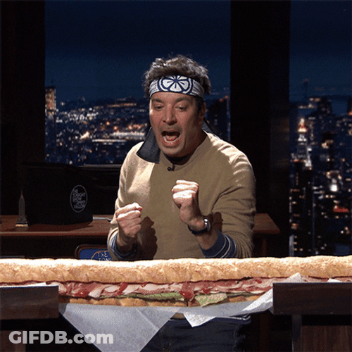 Jimmy Fallon Karate Chop Cut Sandwich GIF