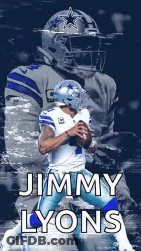 Jimmy Lyons Is A Cowboys Football Player Who Is Holding A Football . GIF