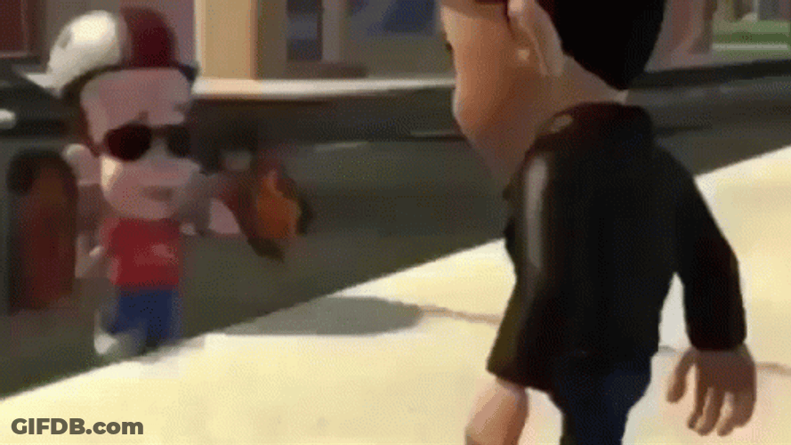 Jimmy Neutron Giving Broken Skateboard To Nick Dean GIF