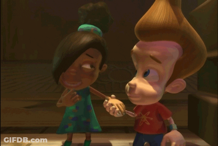 Jimmy Neutron Holding Hands With Libby Folfax GIF