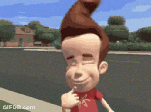 Jimmy Neutron Smiling With Finger On Chin GIF
