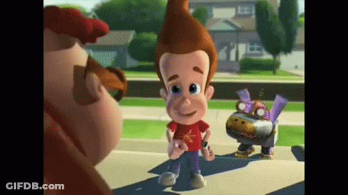 Jimmy Neutron Standing Next To Robot GIF