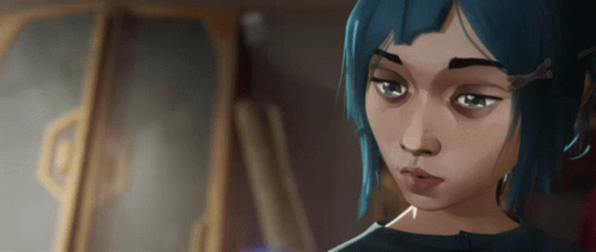 Jinx Arcane Looking At Stone GIF