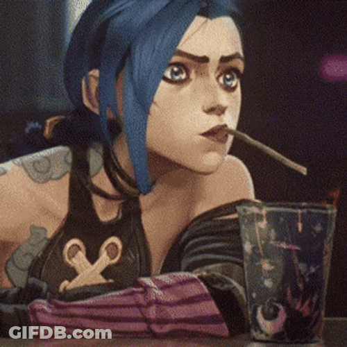 Jinx Arcane Sipping On Straw GIF