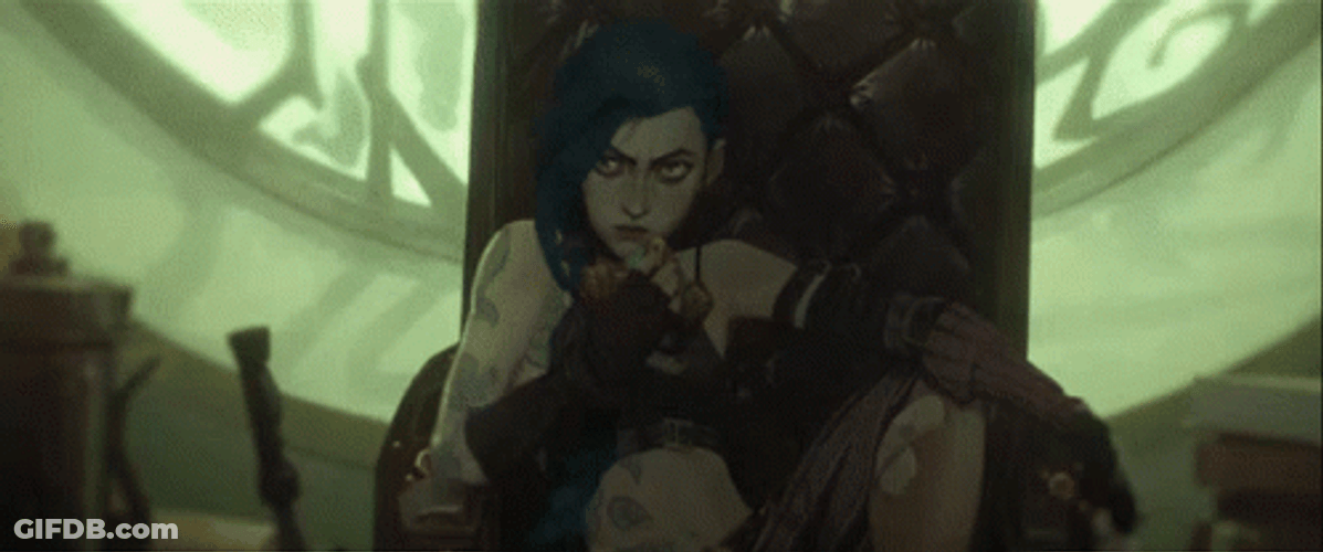 Jinx Arcane Wearing Gas Mask GIF