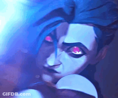 Jinx From Arcane Blue Hair Red Eyes GIF