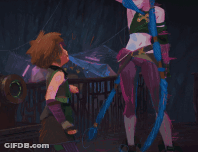 Jinx Standing Next To Little Girl GIF