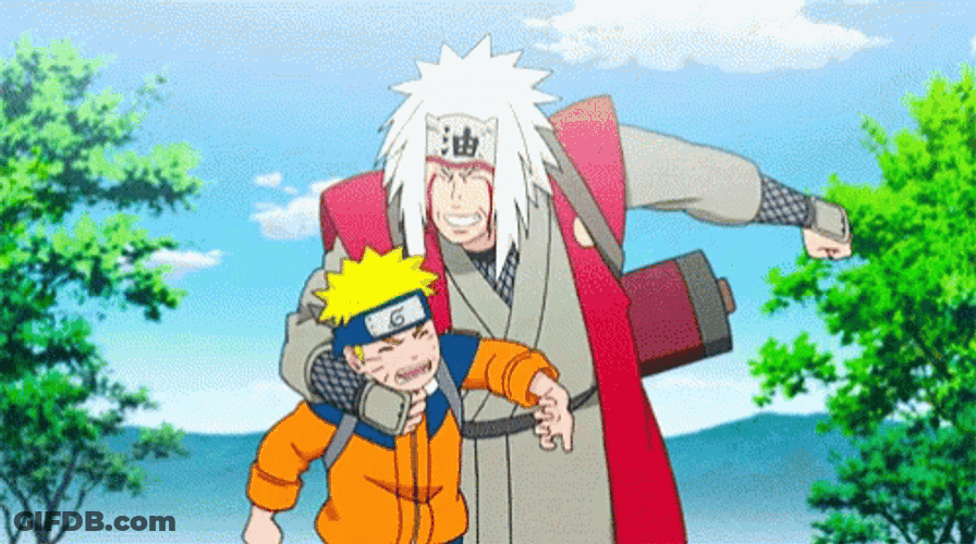Jiraiya And Naruto Walking Together GIF
