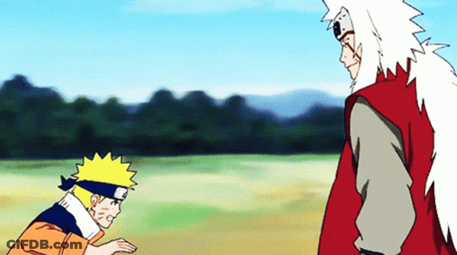 Jiraiya Guiding Naruto GIF