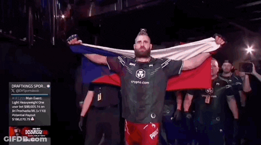 Jiri Prochazka Flexing His Flag GIF