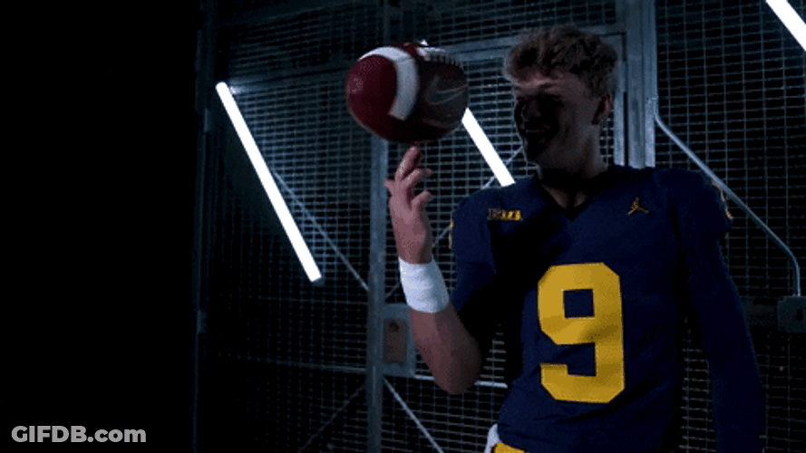 Jj Mccarthy Balancing Spinning Football On Finger GIF
