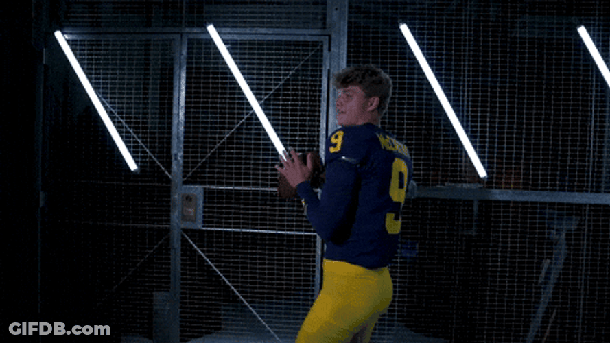 Jj Mccarthy Throwing Football GIF