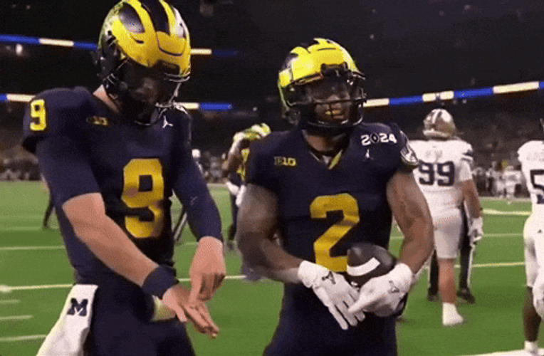 Jj Mccarthy With Michigan Wolverines Teammate GIF