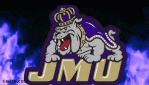 JMU Logo Bulldog Wearing Crown GIF