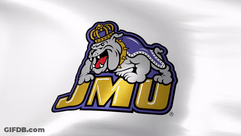 JMU Logo Bulldog Wearing Crown GIF