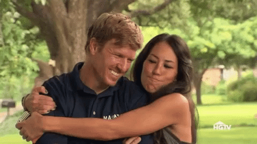 Joanna Gaines Hugging Chip GIF