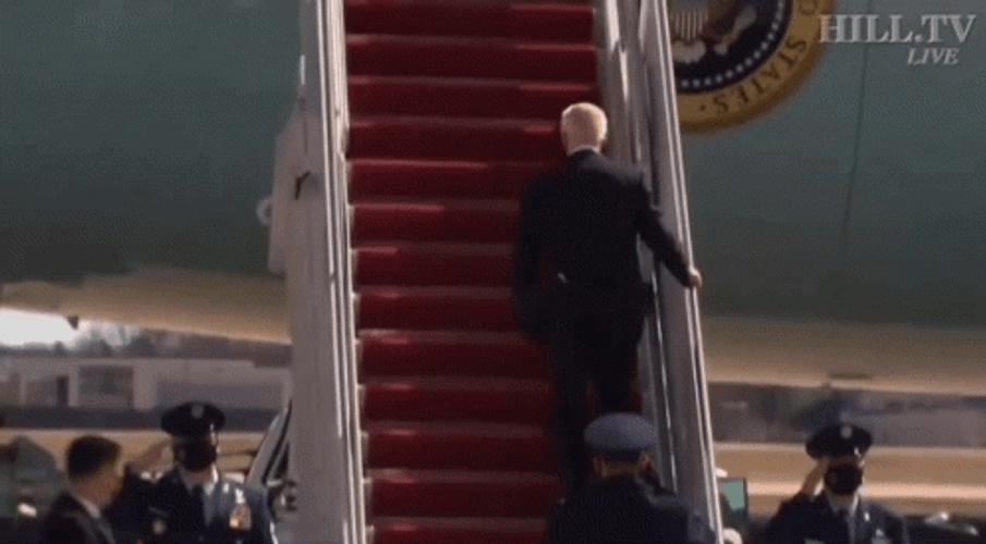 Joe Biden Falling While Boarding Loop GIF