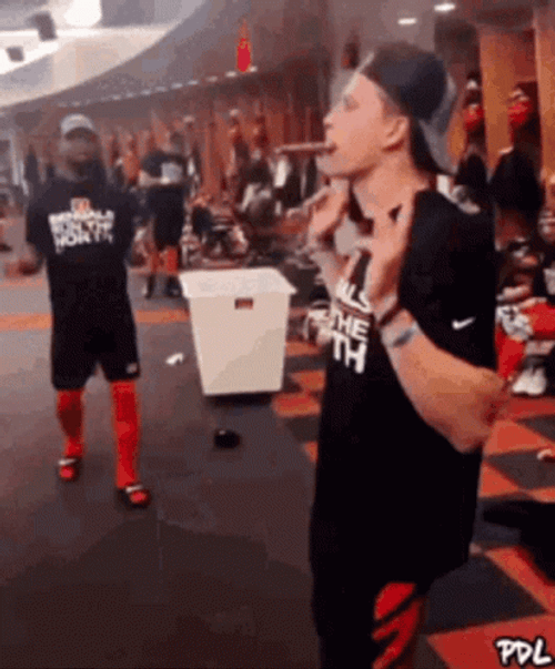 Joe Burrow Dancing With Teammate GIF