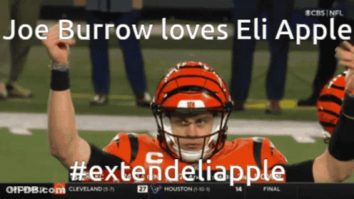 Joe Burrow Loves Eli Apple And #Extendeliapple Is Being Used GIF