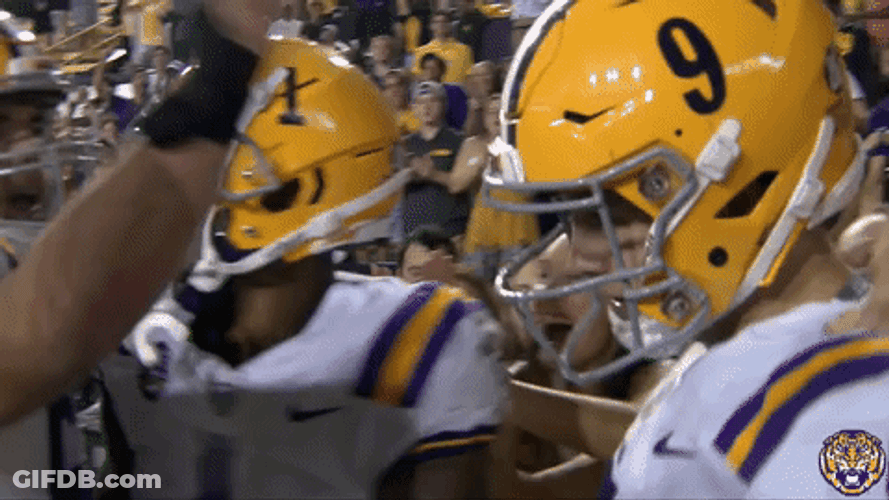 Joe Burrow Player Of Ed Orgeron Smack On Helmet GIF