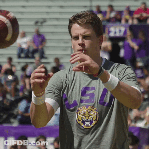 Joe Burrow Player Of Ed Orgeron Throwing Ball GIF