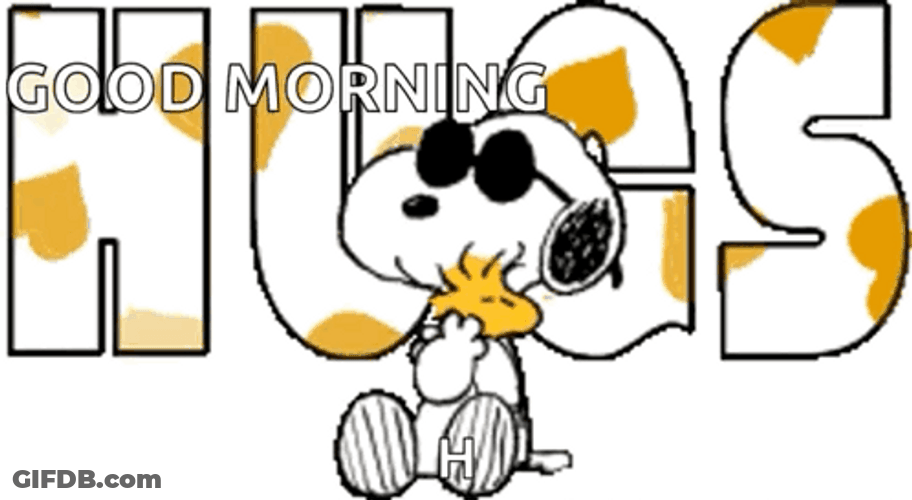Joe Cool Hugging Woodstock GIF