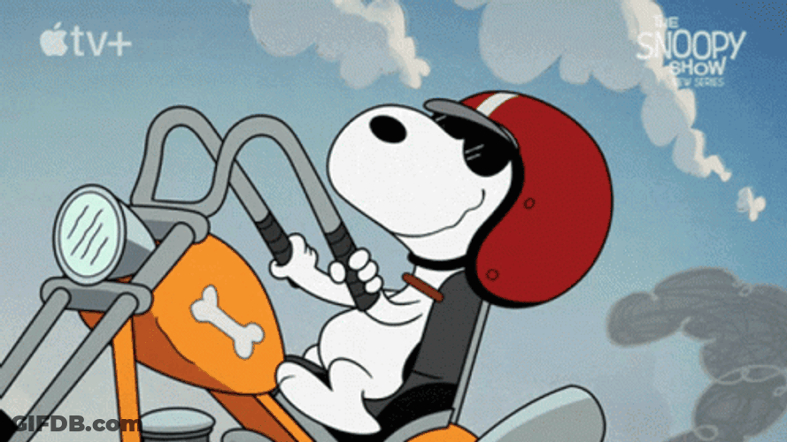 Joe Cool On Motorcycle Snoopy Show GIF