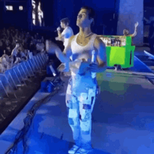 Joe Jonas Concert Eating Popcorn GIF