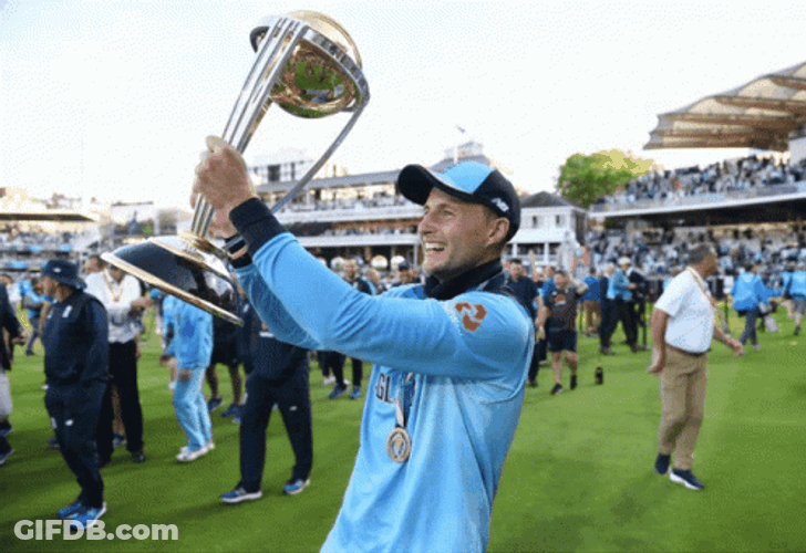 Joe Root Winning Trophy GIF