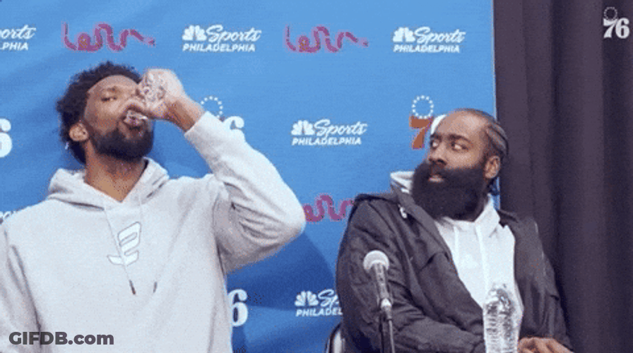 Joel Embiid Drinking Thats Good GIF
