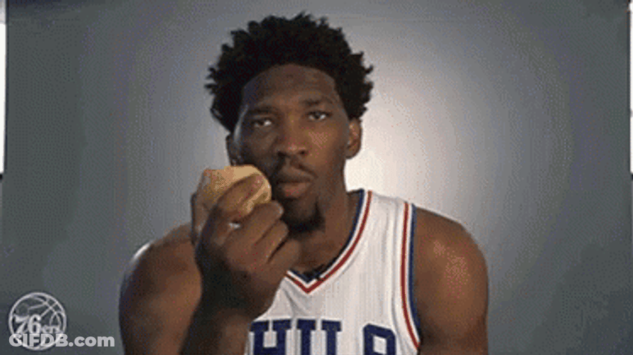 Joel Embiid Yummy Eating Apple GIF