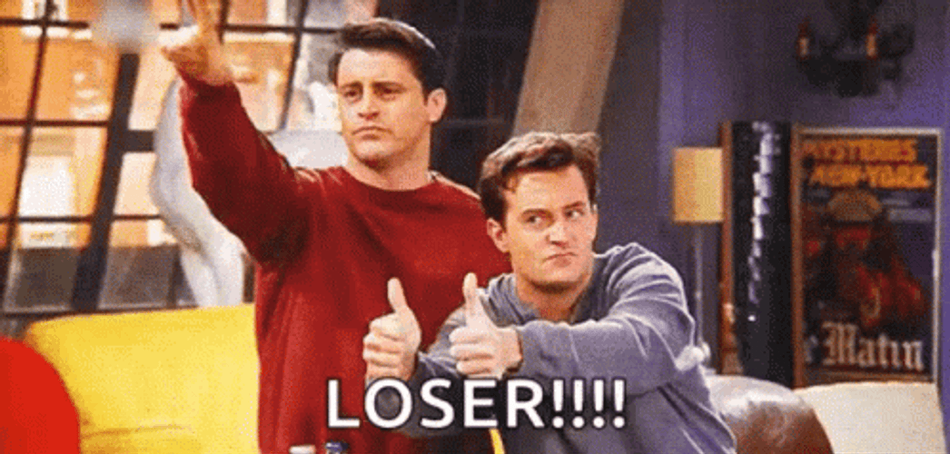 Joey And Chandler Loser Sign GIF