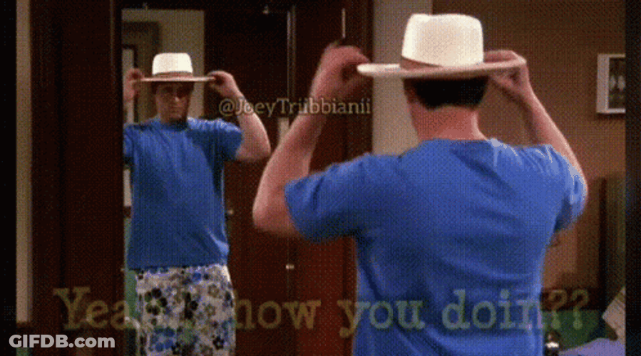 Joey How You Doin Mirror Practice GIF