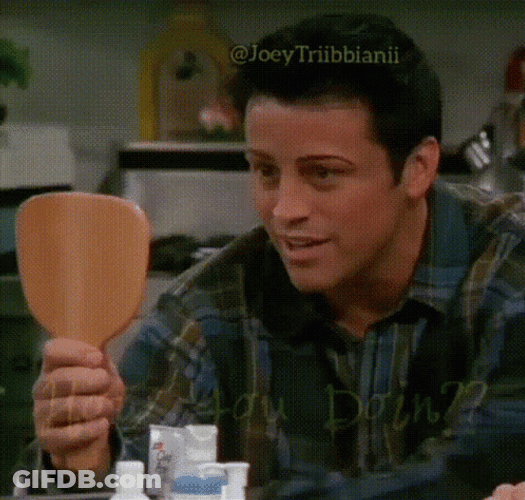 Joey How You Doin Mirror Smile GIF
