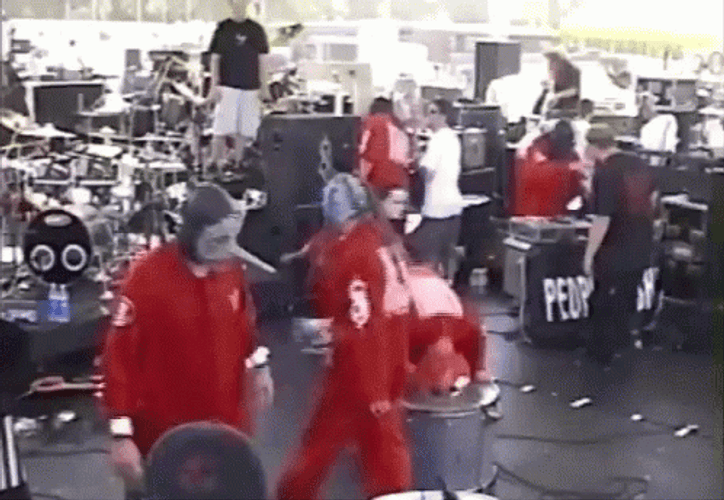 Joey Jordison Jumping Into Crowd GIF