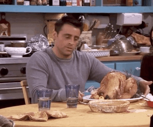 Joey Tribbiani Turning The Turkey GIF