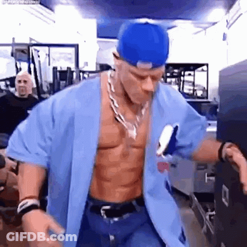 John Cena In Blue Hat And Blue Shirt GIF