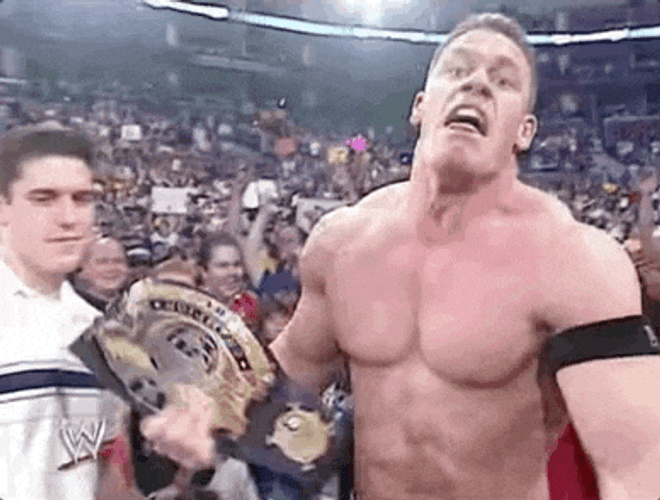 John Cena Showing Off Championship Belt GIF