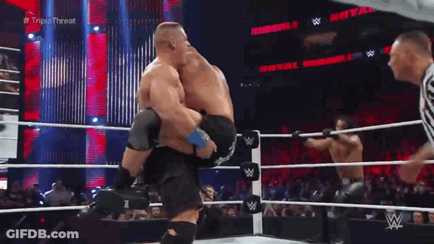 John Cena Vs Lesnar Vs Rollins GIF