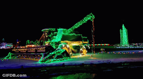 John Deere Combine Harvester With Green Lights GIF
