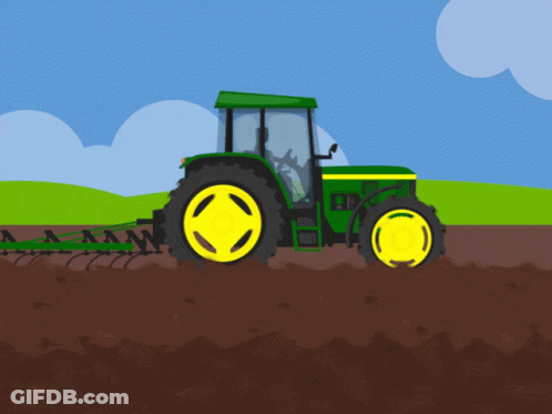 John Deere Tractor Plowing Field GIF