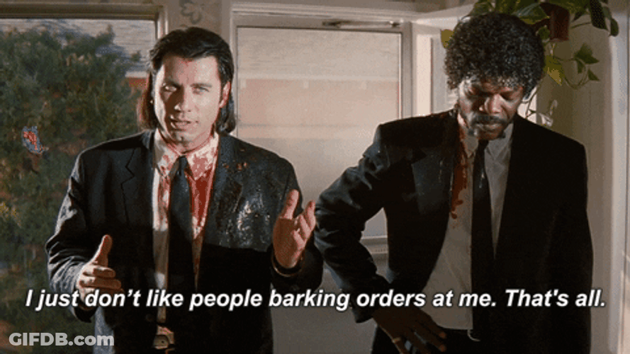 John Travolta Pulp Fiction Barking Orders GIF