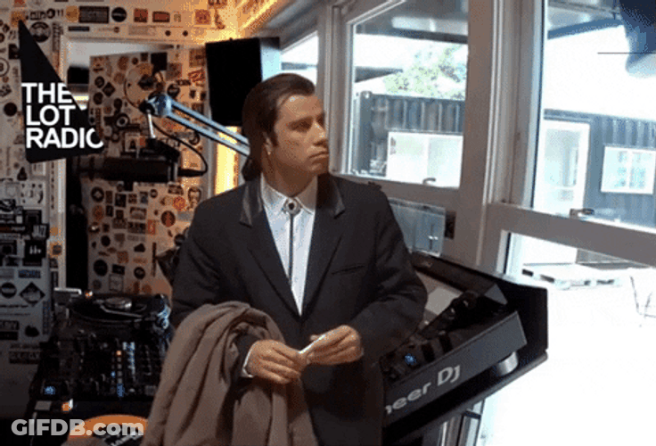 John Travolta Pulp Fiction Lot Radio Studio GIF