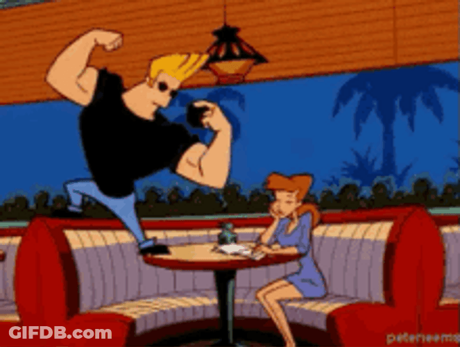 Johnny Bravo Cartoon Stupid People Camera Selfie GIF