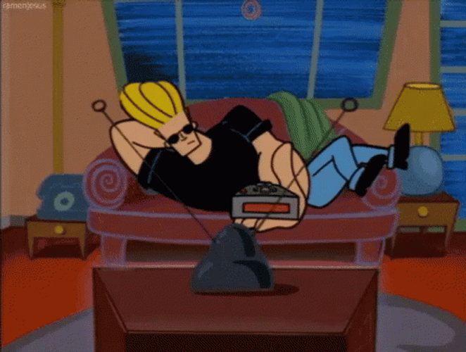 Johnny Bravo Couch Watching TV GIF