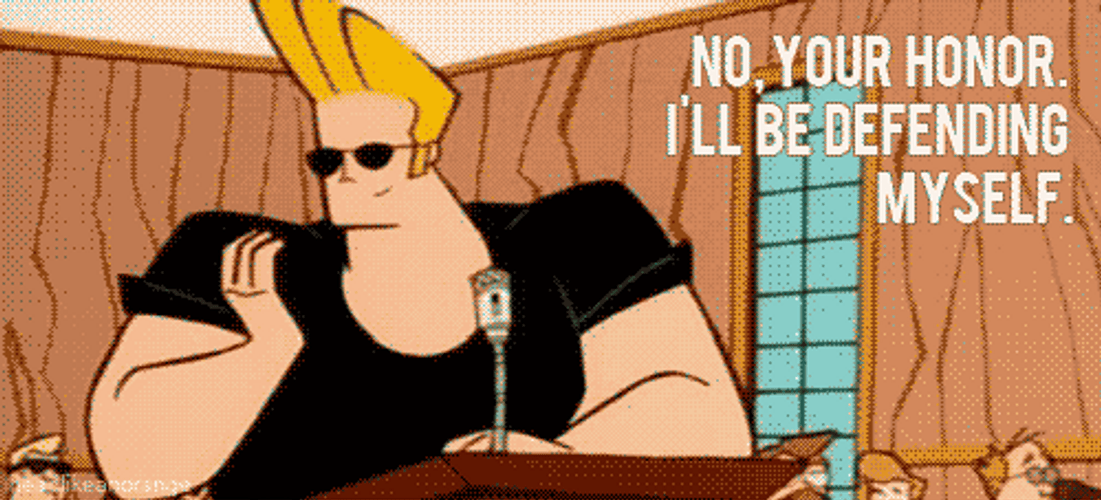 Johnny Bravo Defending Myself GIF