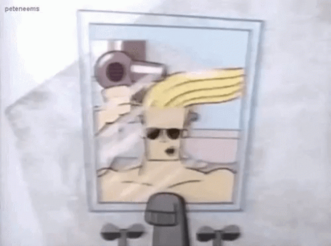 Johnny Bravo Shower Hair Dryer GIF