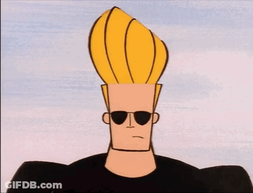 Johnny Bravo Wearing Sunglasses And Black Shirt GIF