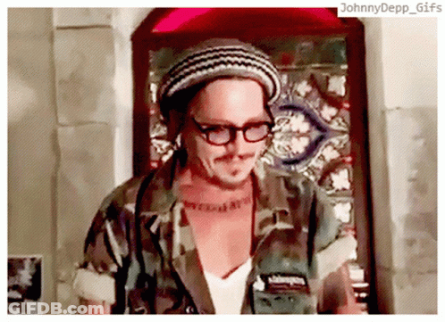Johnny Depp Gif With Man In Hat And Glasses GIF
